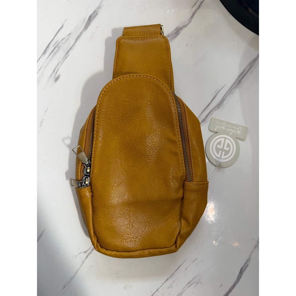 Girlie Girl Originals Lilly Crossbody Sling Bag Vegan Leather Mustard Yellow NWT - Picture 4 of 6
